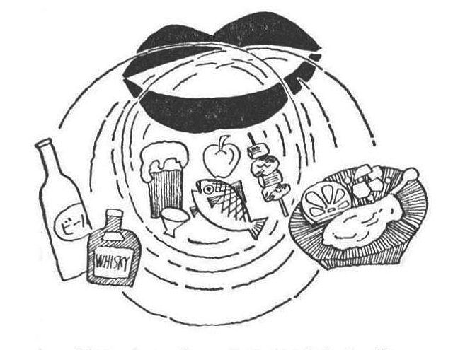 〔おいしいおつまみや肴を食べながら適量飲めば、酒はまさに百薬の長である〕