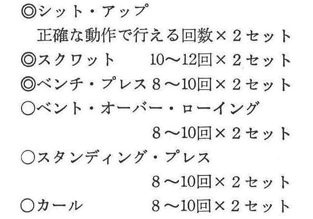<トレーニング・スケジュール例>