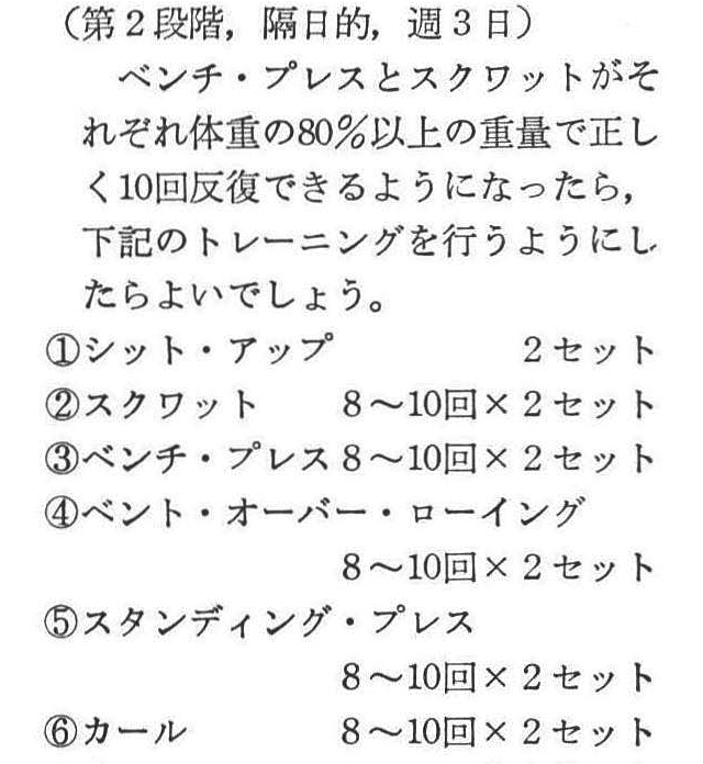 <トレーニング・スケジュール例2>