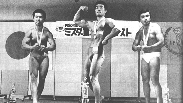 ミスター東北ミドル・クラス入賞者。左から2位・佐々木、1位・桜井、3位・松井