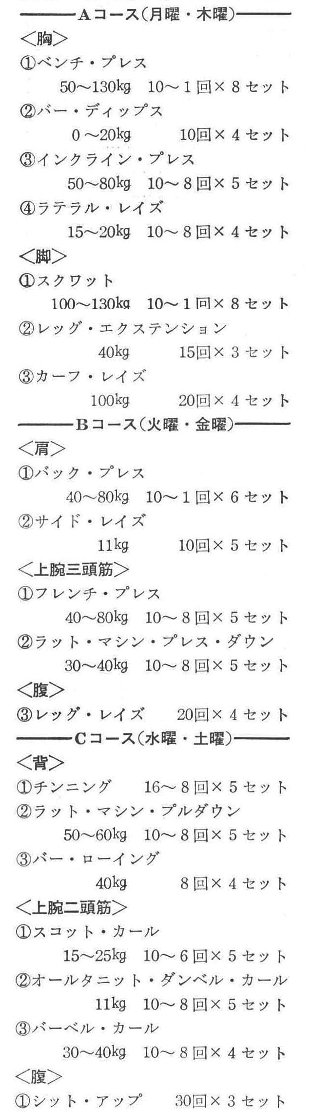 ≪トレーニング内容≫