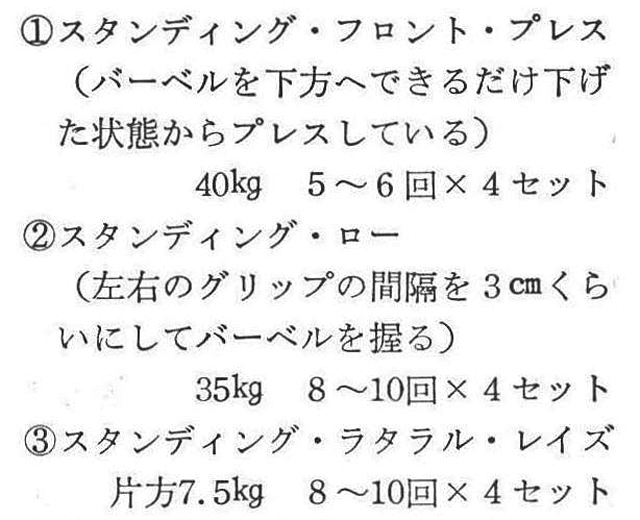◆現在実施している肩のメニュー