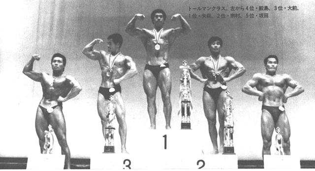 トールマンクラス。左から4位鮫島、3位・大前、1位・矢萩、2位・宗村、5位・坂田