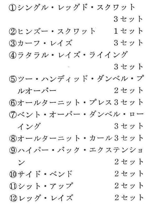 〔註〕女性の場合、種目当りのセット数は少なくしても、多種目の運動を行うようにするのがよいといえる。