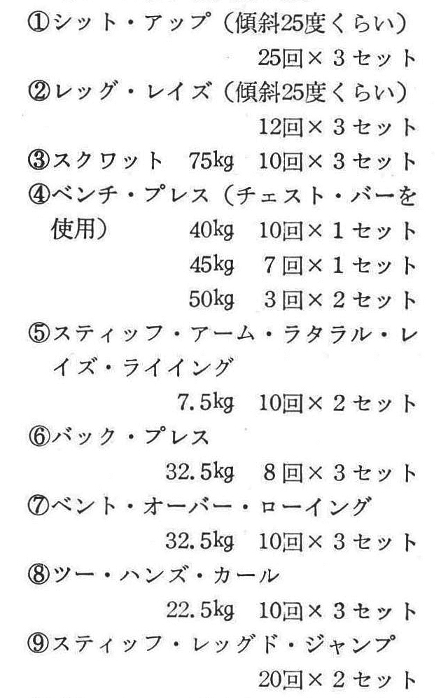 ［注］トレーニング後は、かなり疲労感がある。